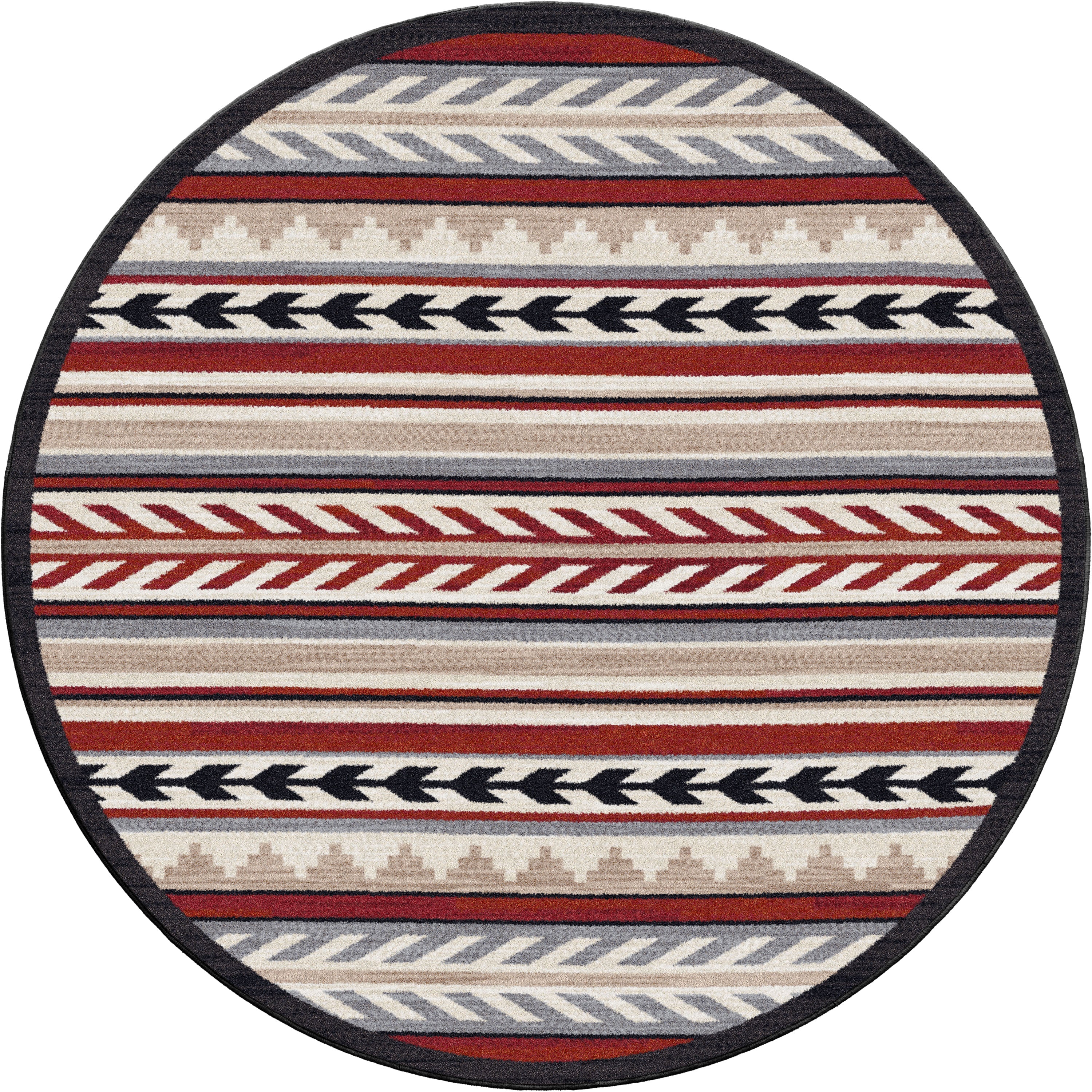 American made Grand Lodge Progression Round Area Rug in Red stripe - Blue Mountain Brands USA