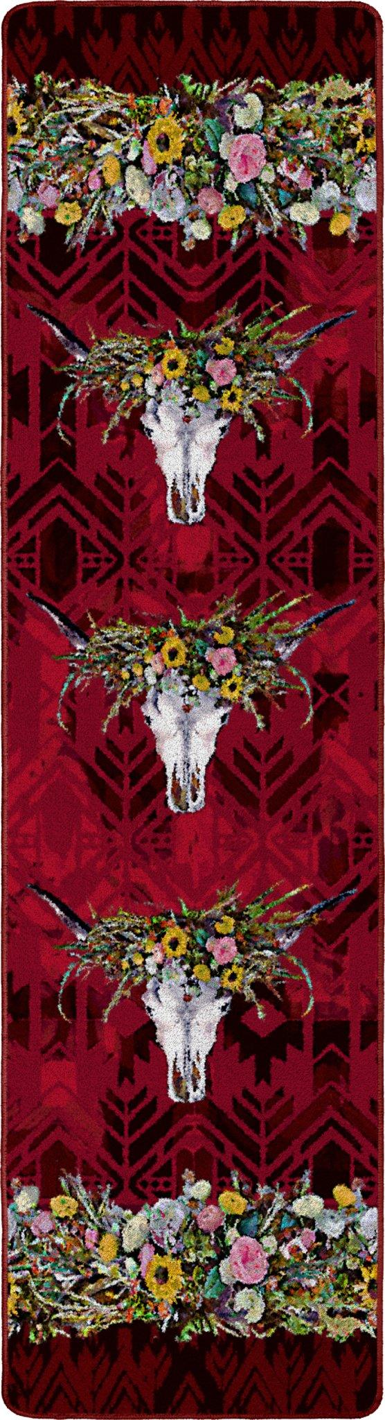 Hailey Floral & Skull Floor Runner made in the USA - Blue Mountain Brands USA Home Decor