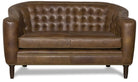 American made brown leather tufted loveseat settee - Blue Mountain Brands USA