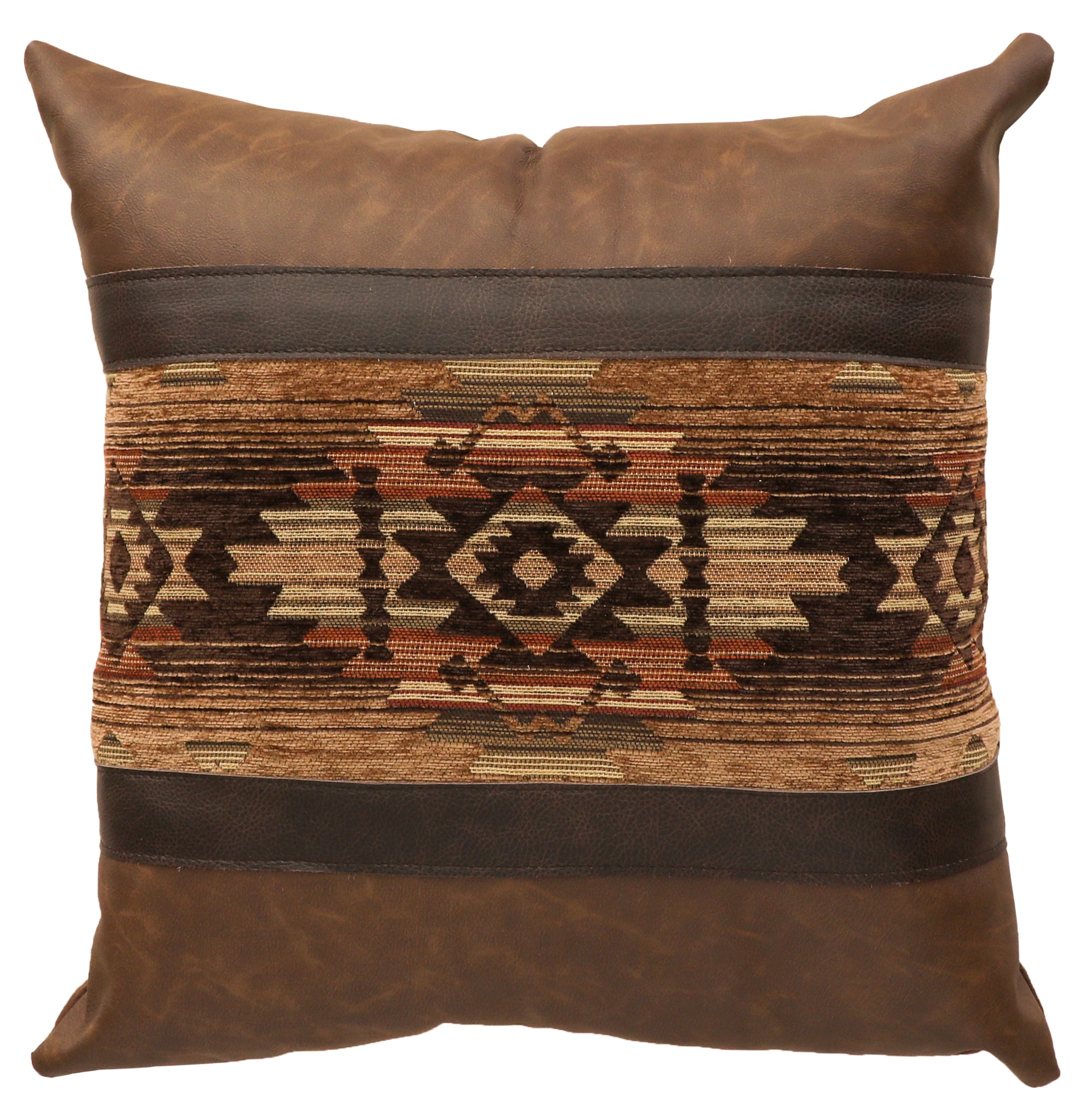 Hitchin' Post Southwestern Leather Pillow made in the USA - Blue Mountain Brands USA