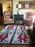 Horse thieves red turquoise Southwestern area rug made in the USA - Your Western Decor
