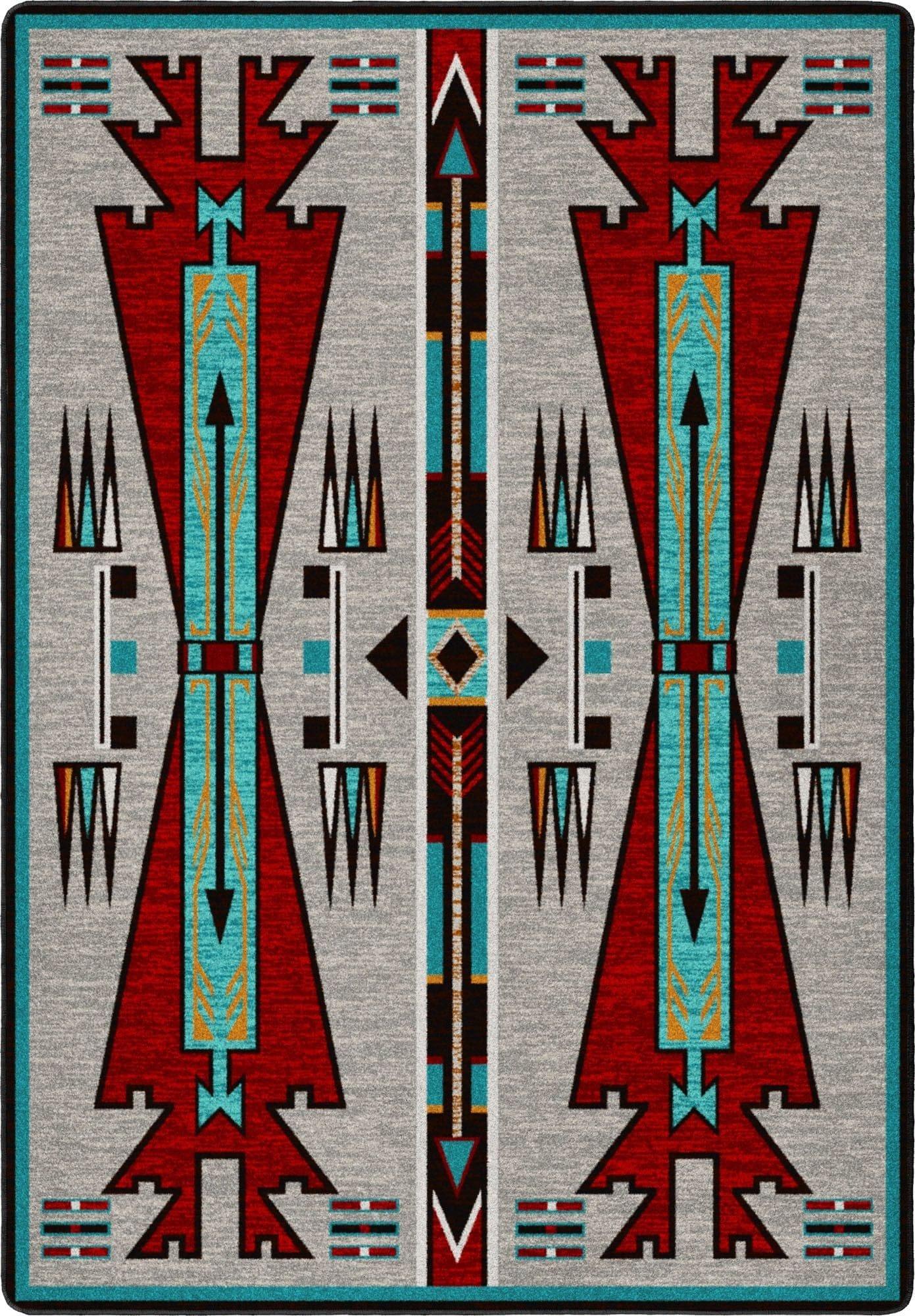 Horse Thieves red and turquoise Southwest area rug 4x5 made in the USA - Your Western Decor