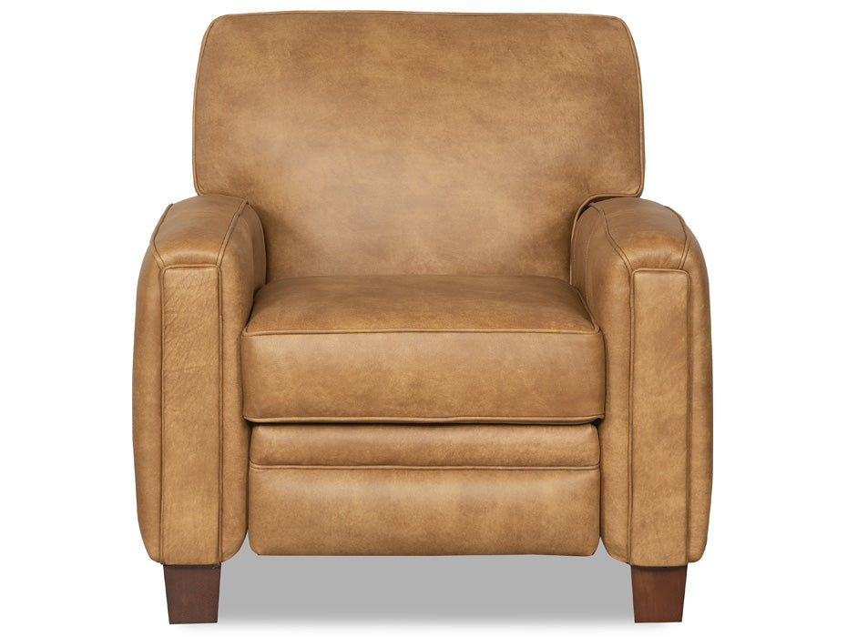 Houk tan leather recliner front - Your Western Decor