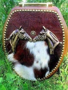 Cowhide, leather and horses western toilet seat. Custom made in the USA - Blue Mountain Brands USA Home Decor