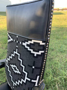 Pendleton Kiva Steps fabric and black leather office chair custom made in the USA - Blue Mountain Brands USA