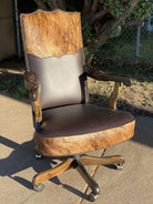 Leather and Brindle Cowhide Office Chair - Blue Mountain Brands USA American made luxury furniture