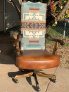 Southwestern office chair with Little Chief Joseph Fabric and leather made in the USA - Blue Mountain Brands USA