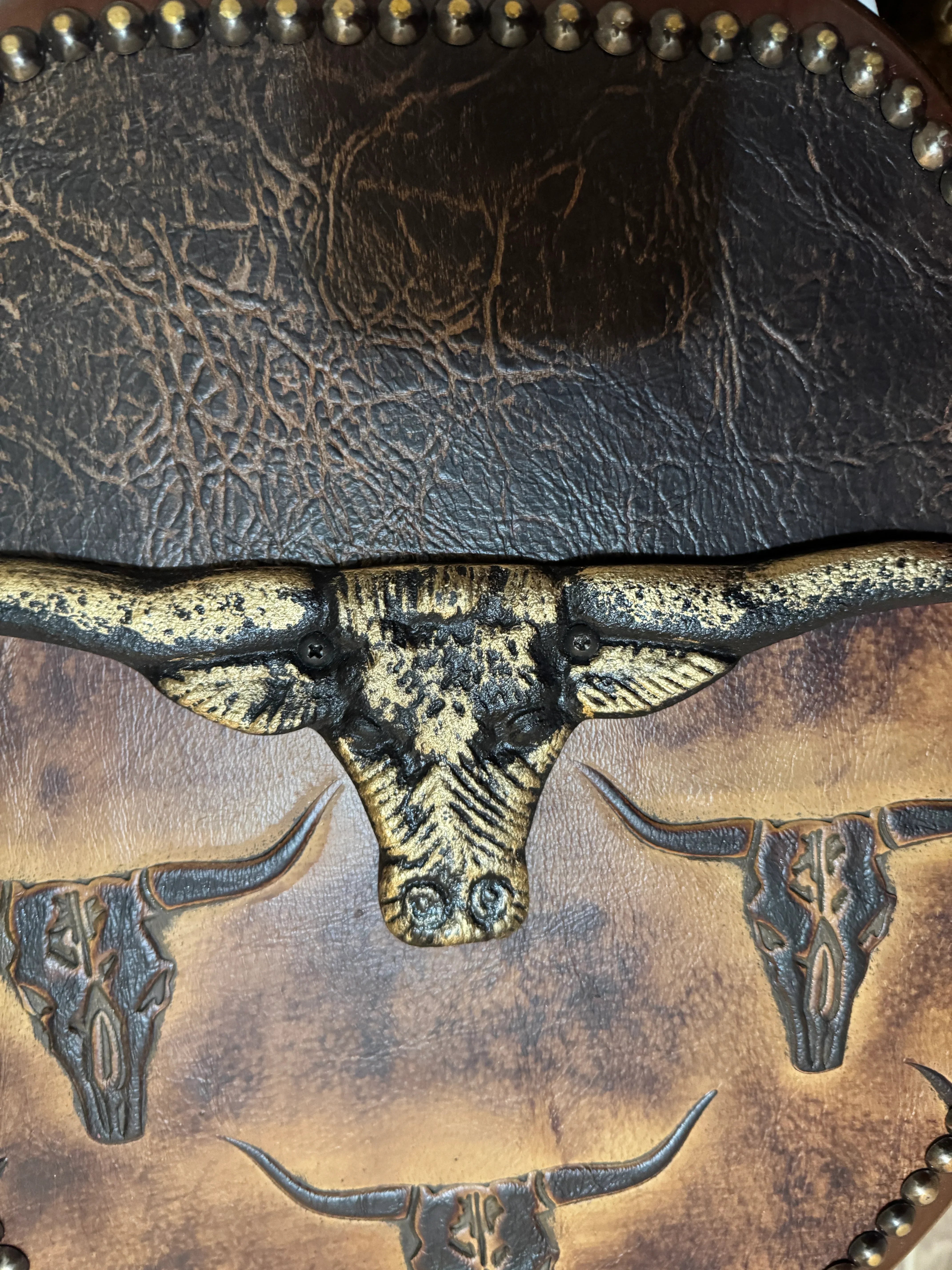 Handmade, custom made, American made Longhorn & Leather Deco Toilet Seat - Your Western Decor