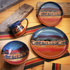 Handmade pottery dinnerware with moose scene. Made in the USA - Blue Mountain Brands USA