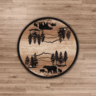 Mountain Shadow Bear 8' Round Area Rug - Made in the USA - Your Western Decor