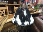 Handmade western cowhide lamp shade in tri color hair on cowhide - Blue Mountain Brands USA