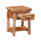 American made cedar log nightstand with drawer and self - Your Western Decor