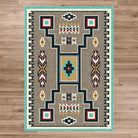 Old crow area rug turquoise, grey made in the USA - Your Western Decor