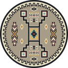 Old crow Southwestern round area rug, turquoise, cream and grey made in the USA - Your Western Decor