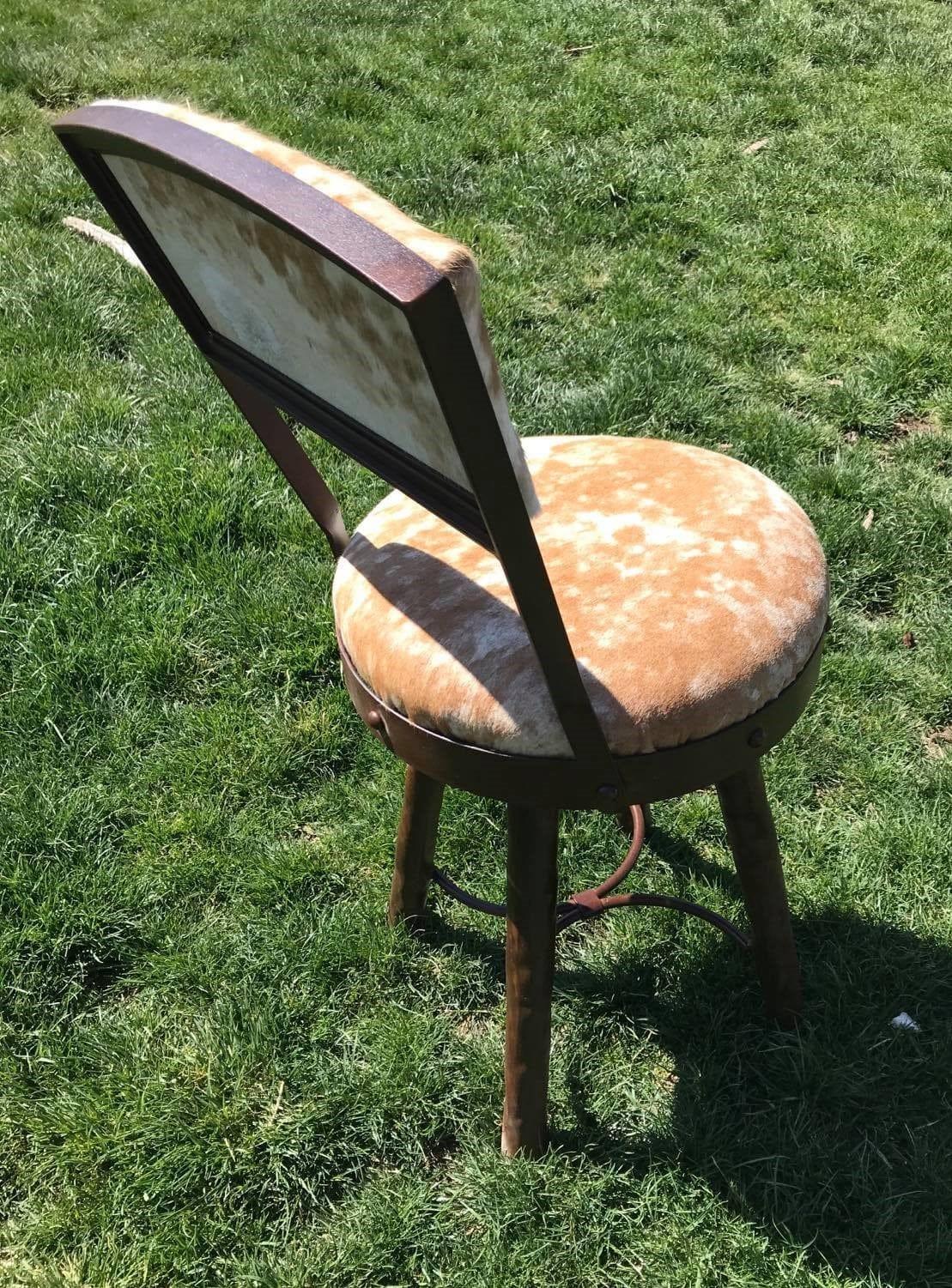 peak 9 rustic counter stool - iron and cowhide counter chair made in the USA - Your Western Decor