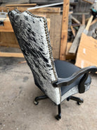 Black Peppered Cowhide Office Chair made in the USA - Blue Mountain Brands USA