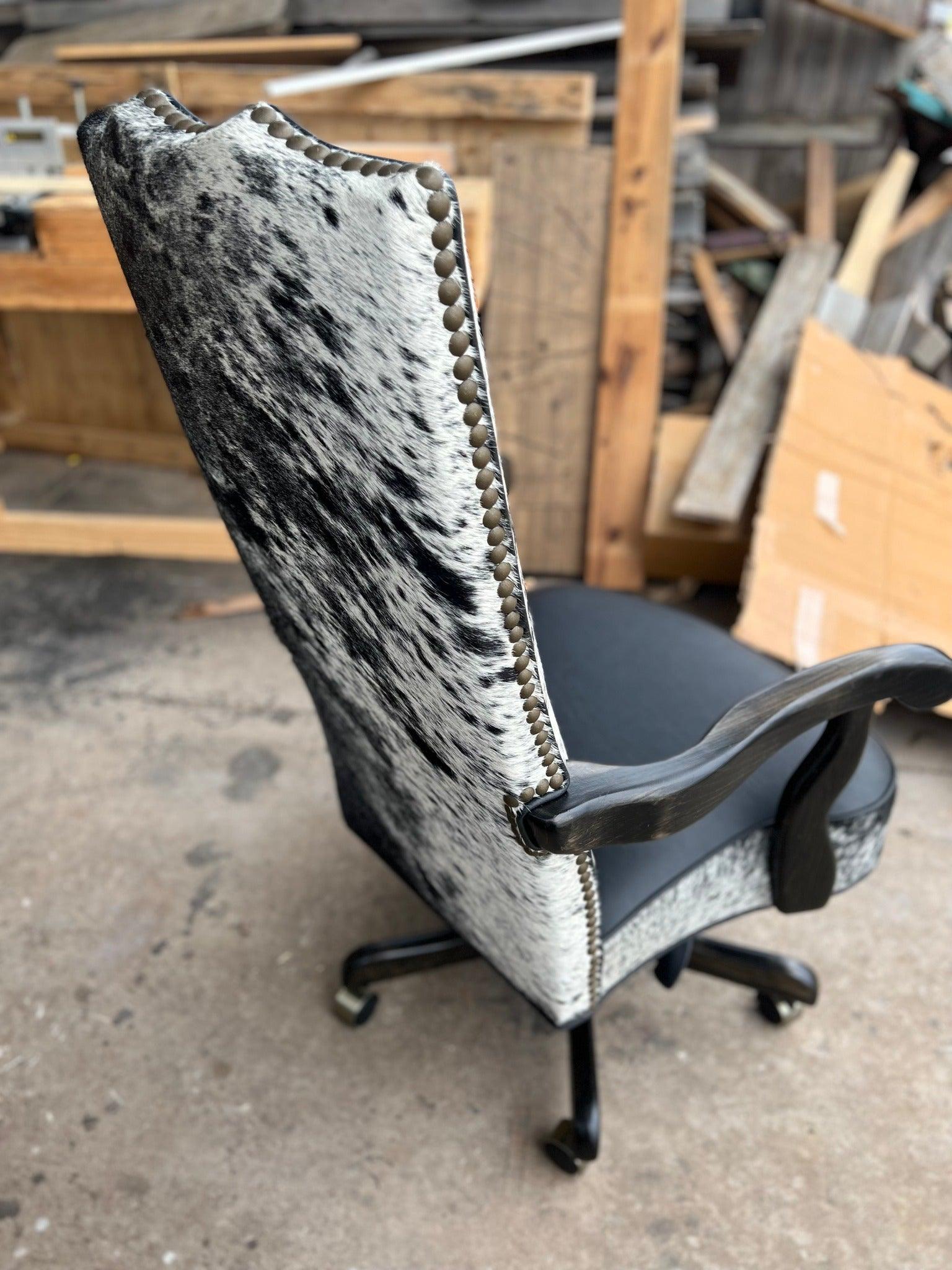 Black Peppered Cowhide Office Chair made in the USA - Blue Mountain Brands USA