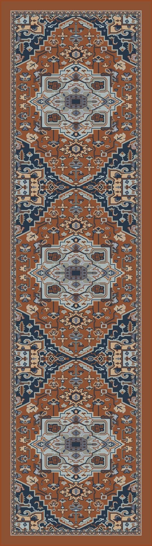 Persia Blue Caramel Floor Runner -  Made in the USA - Your Western Decor, LLC