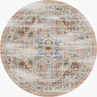 Persia Pastel Distressed 8' Round Area Rug Corner Detail - Made in the USA - Your Western Decor, LLC
