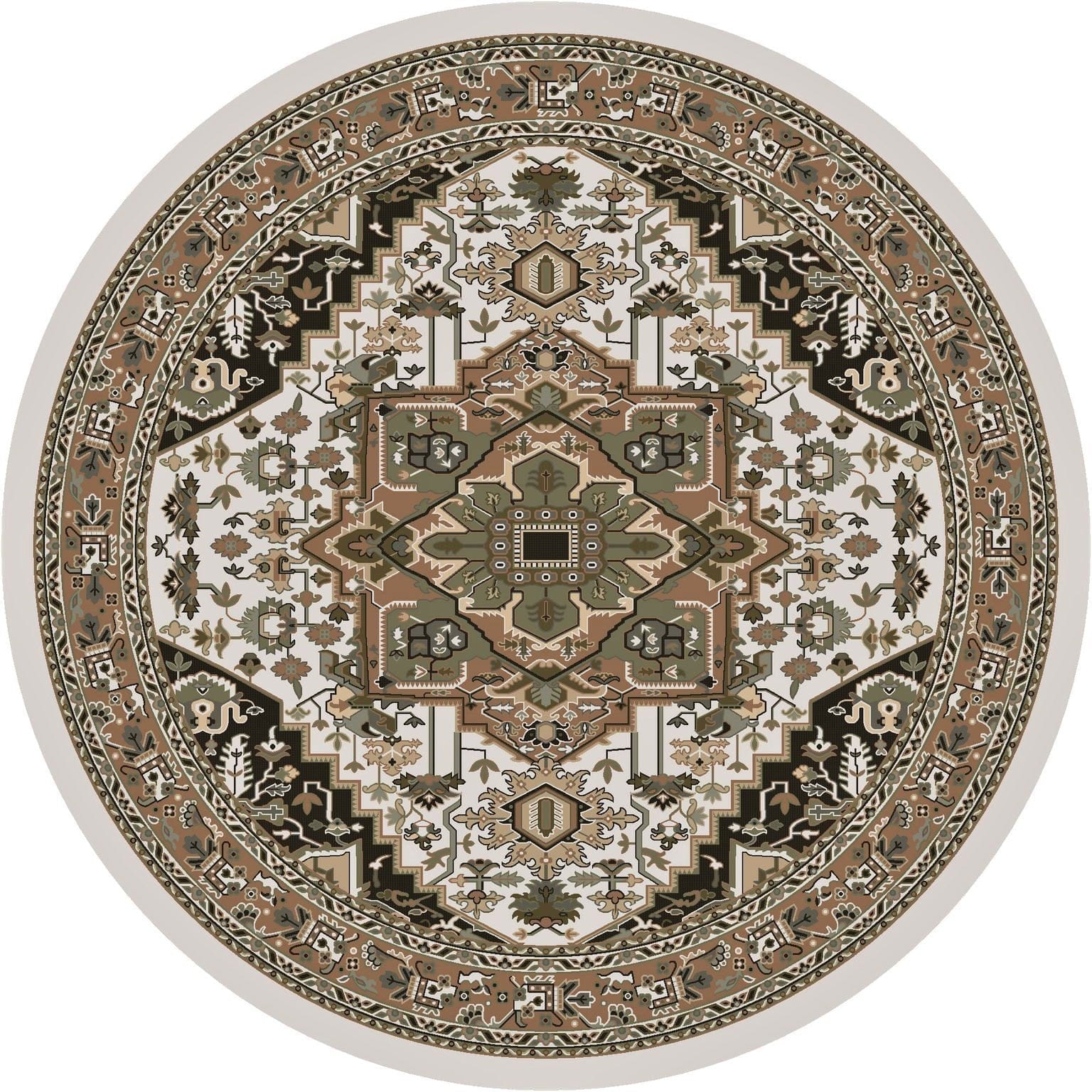 Persia Voyage 8' Round Area Rug - Made in the USA - Your Western Decor, LLC