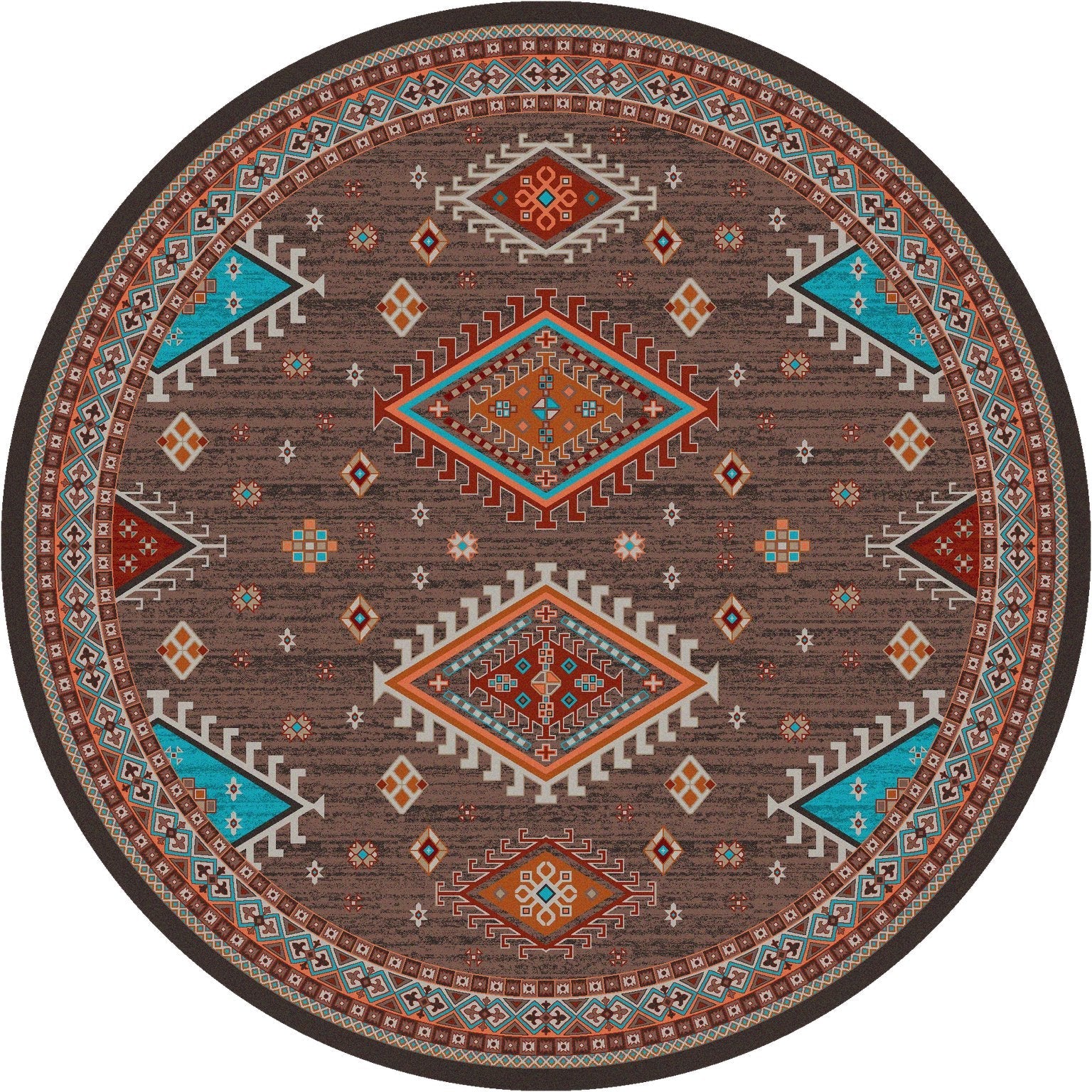 Persian Southwest 8' Round Area Rug - Made in the USA - Your Western Decor, LLC