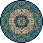 Persian worn navy 8' round area rug made in the USA - Your Western Decor, LLC