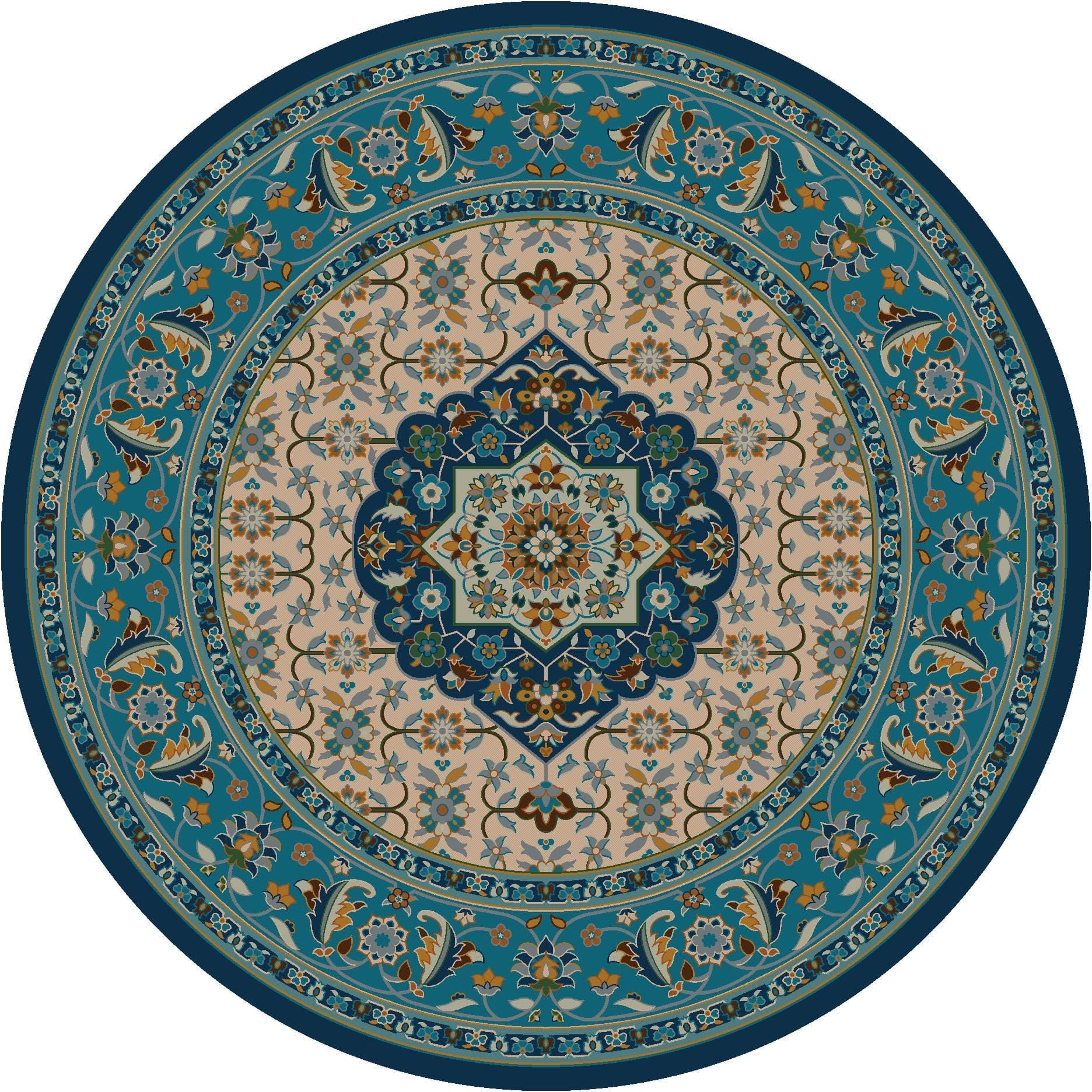 Persian worn navy 8' round area rug made in the USA - Your Western Decor, LLC