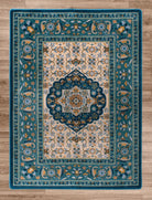 Persian worn navy area rug 8' x 11' - Made in the USA - Your Western Decor, LLC