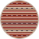 Remington Multi Red Stripe Round Area Rug made in the USA - Your Western Decor