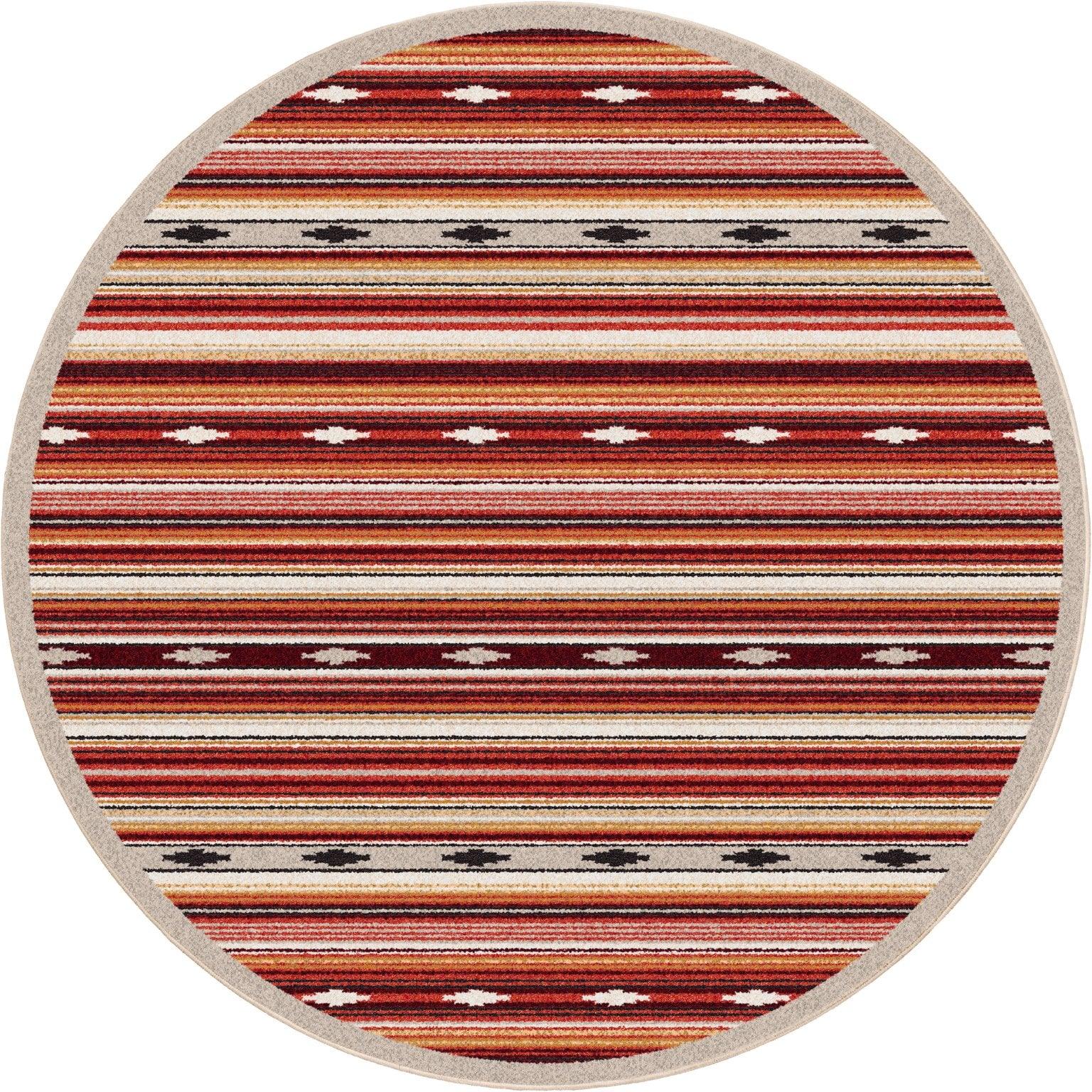 Remington Multi Red Stripe Round Area Rug made in the USA - Your Western Decor