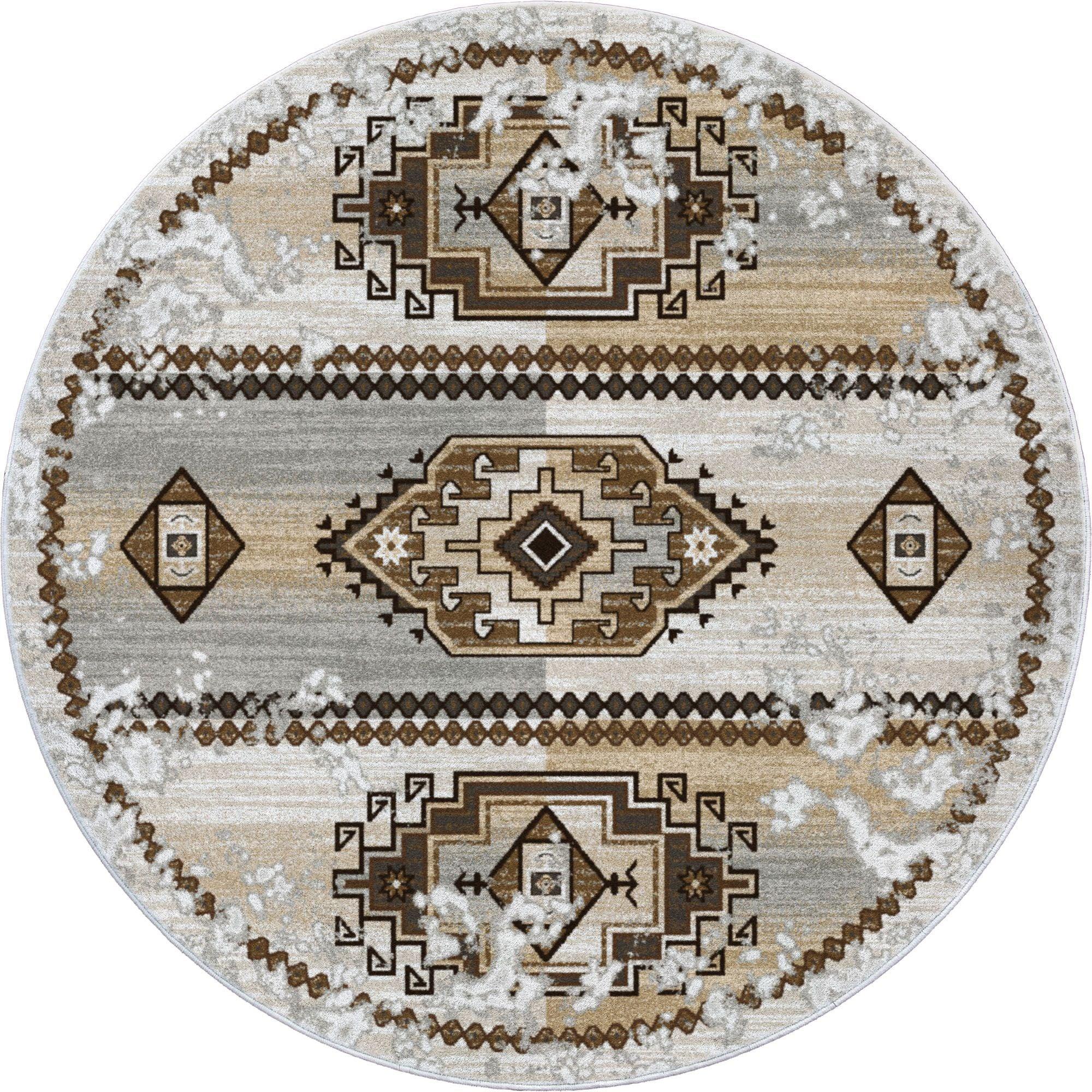 Rio Anna Southwestern Round Area Rug - American Made Rugs - Blue Mountain Brands USA Home Decor