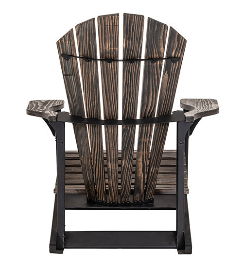 Wooden Adirondack chair with a dark brown finish on a white background
