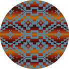 Turquoise blue, red, orange Sacred Trails Southwestern 8' Round Area Rug - Made in the USA - Your Western Decor