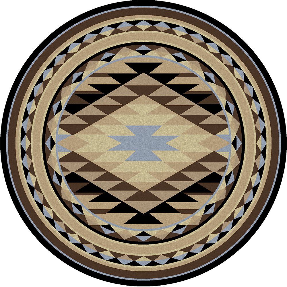 Sallisaw Southwest 8' Round Area Rug with Blue - Made in the USA - Your Western Decor
