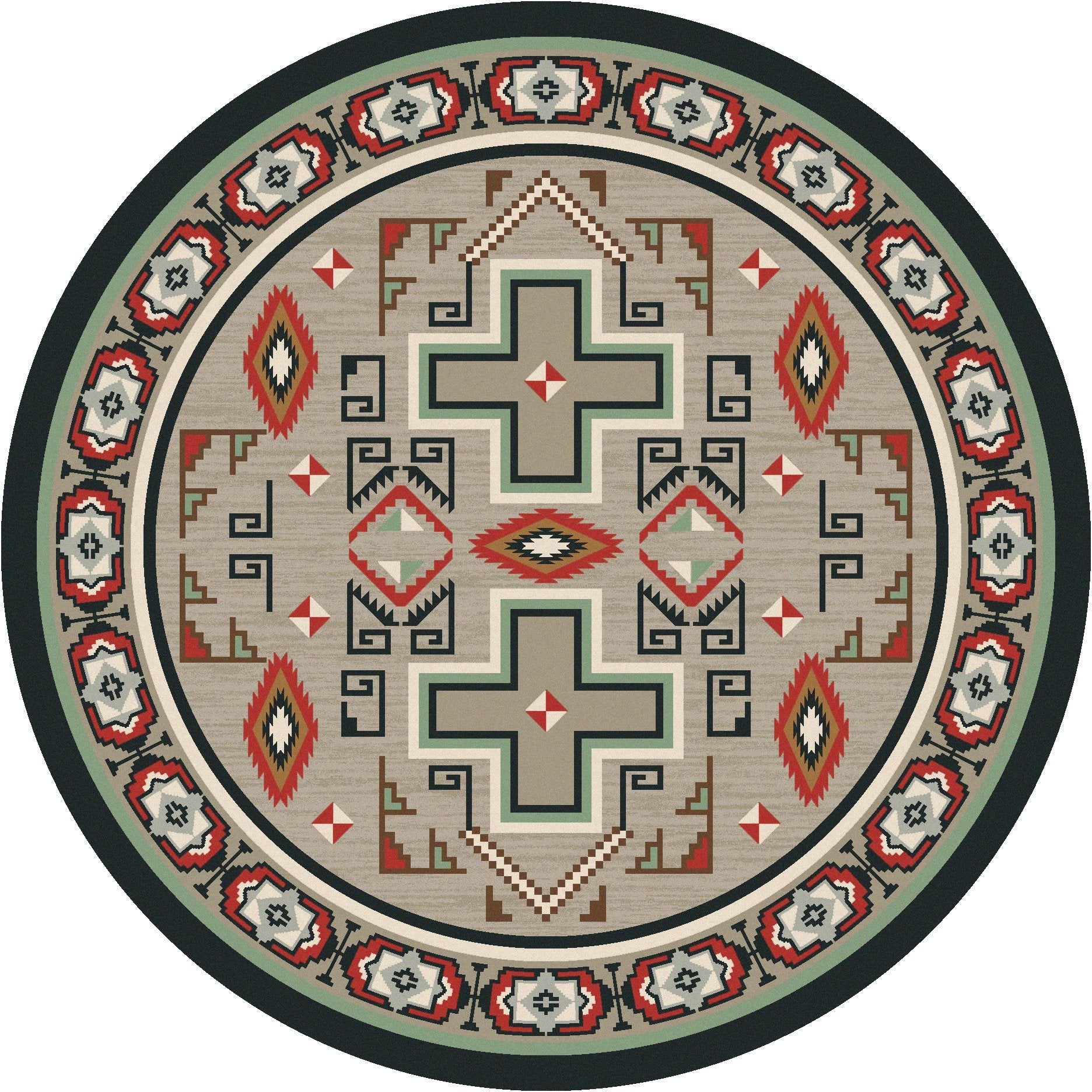 Sawtooth Western Area Rug 8' Round - Made in the USA - Your Western Decor, LLC