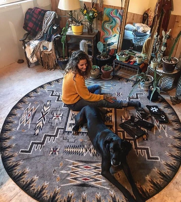 Southwestern 8' round area rug made in the USA - Your Western Decor