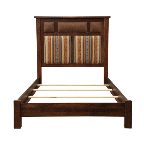 Custom upholstered barnwood bed made in the USA - Blue Mountain Brands USA