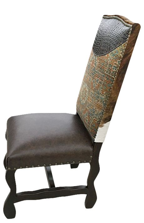 Leather, cowhide, fabric dining chair side - Your Western Decor