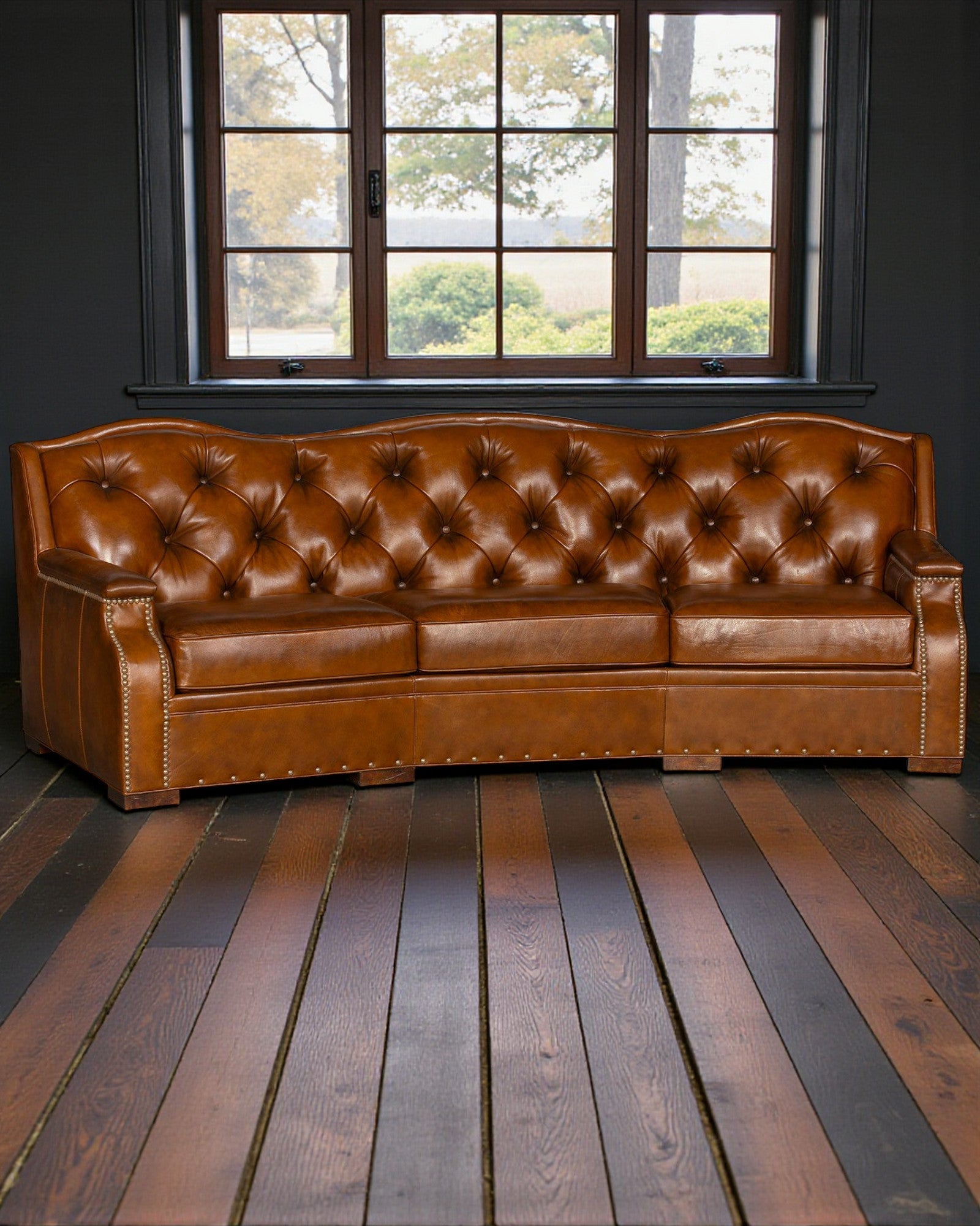 Luxury Santa Fe Tufted Leather Sofa, American made