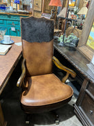 Threshers leather cowhide office chair on Tulsa King - Blue Mountain Brands USA