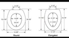 Toilet seat measurements diagram - Blue Mountain Brands USA