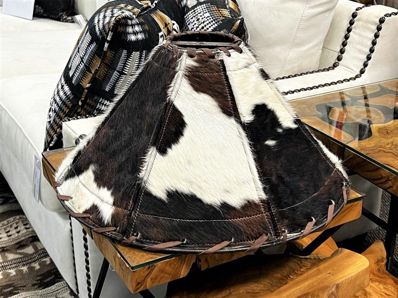 Handmade 20" Tri Color Cowhide Lamp Shade - Blue Mountain Brands USA