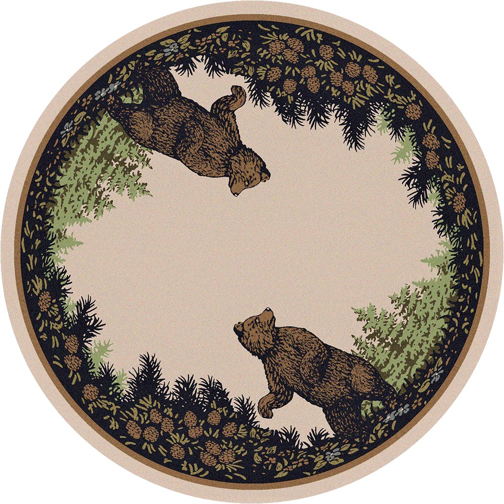 Twin Bears Lodge 8' Round Area Rug - Made in the USA - Your Western Decor, LLC