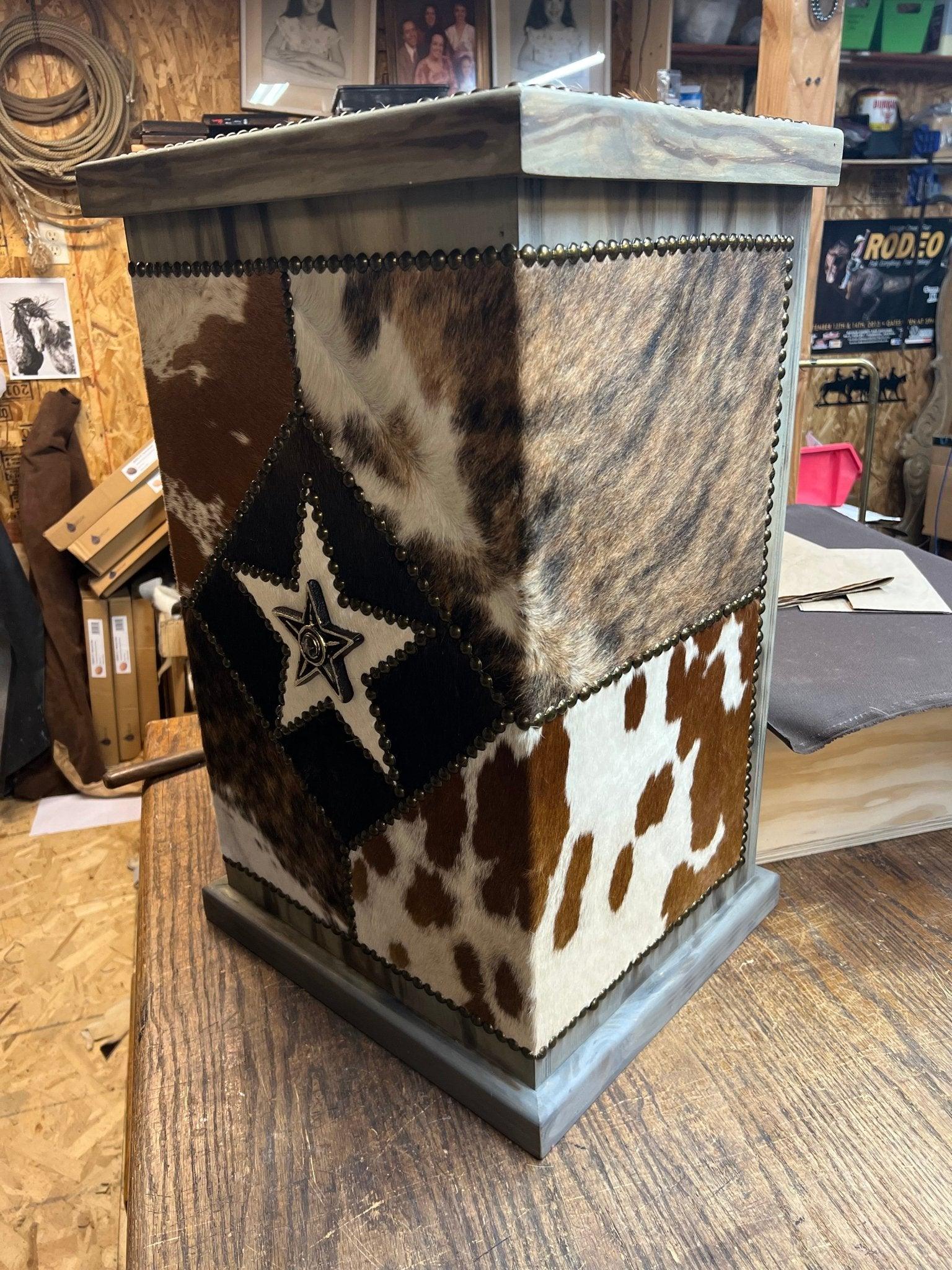 Cowhide & Pine Hamper made in the USA - Blue Mountain Brands USA