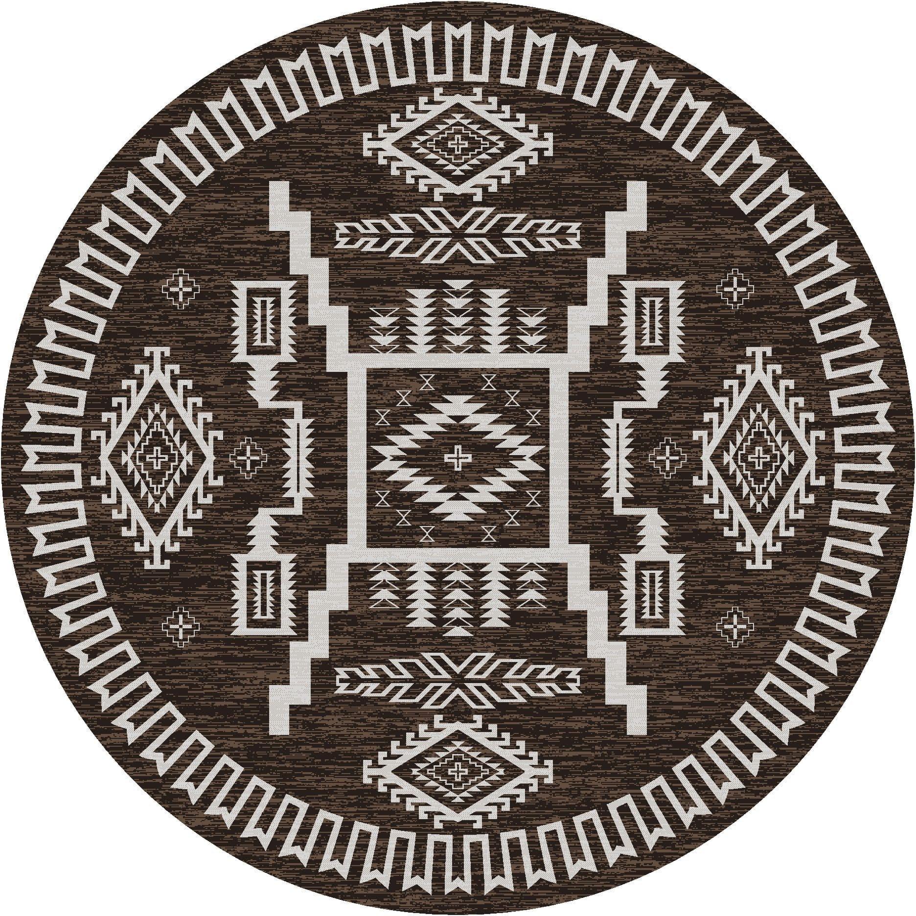 Wild Whiskey Round Area Rug in Chocolate - Made in the USA - Your Western Decor