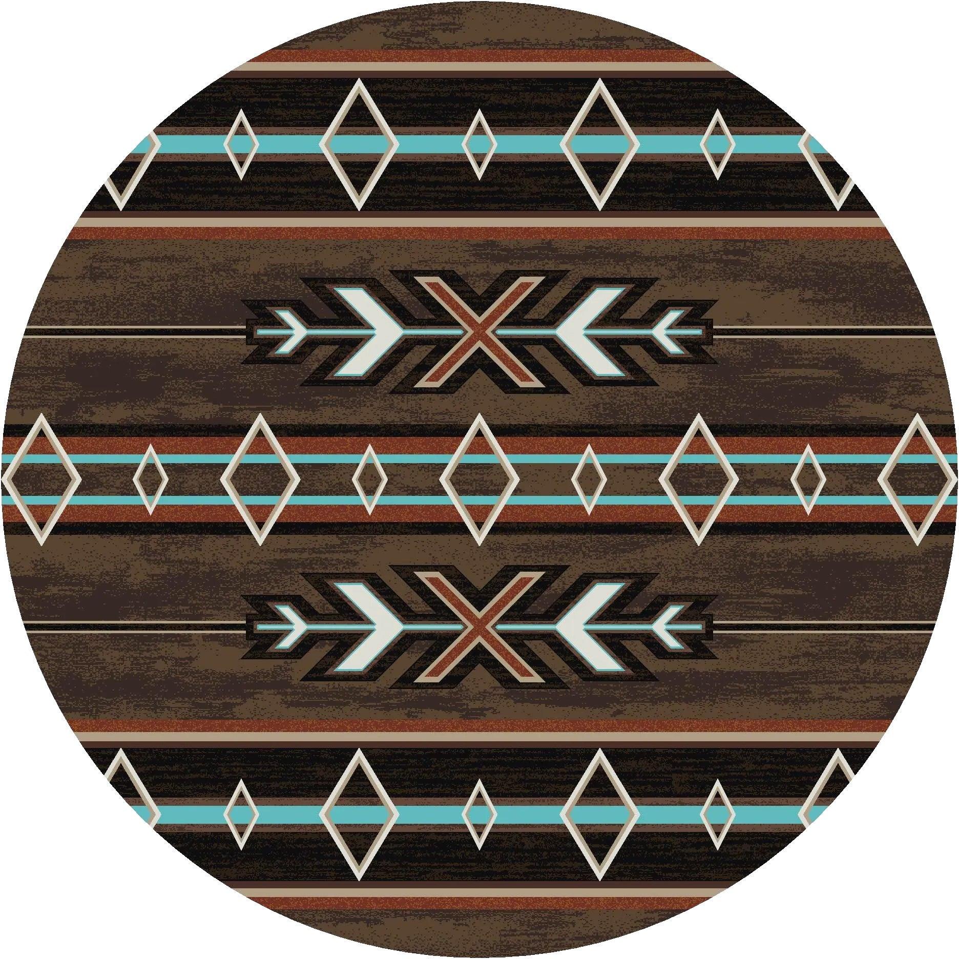 X's and Diamonds Round Area Rug made in the USA - Blue Mountain Brands USA Home Decor