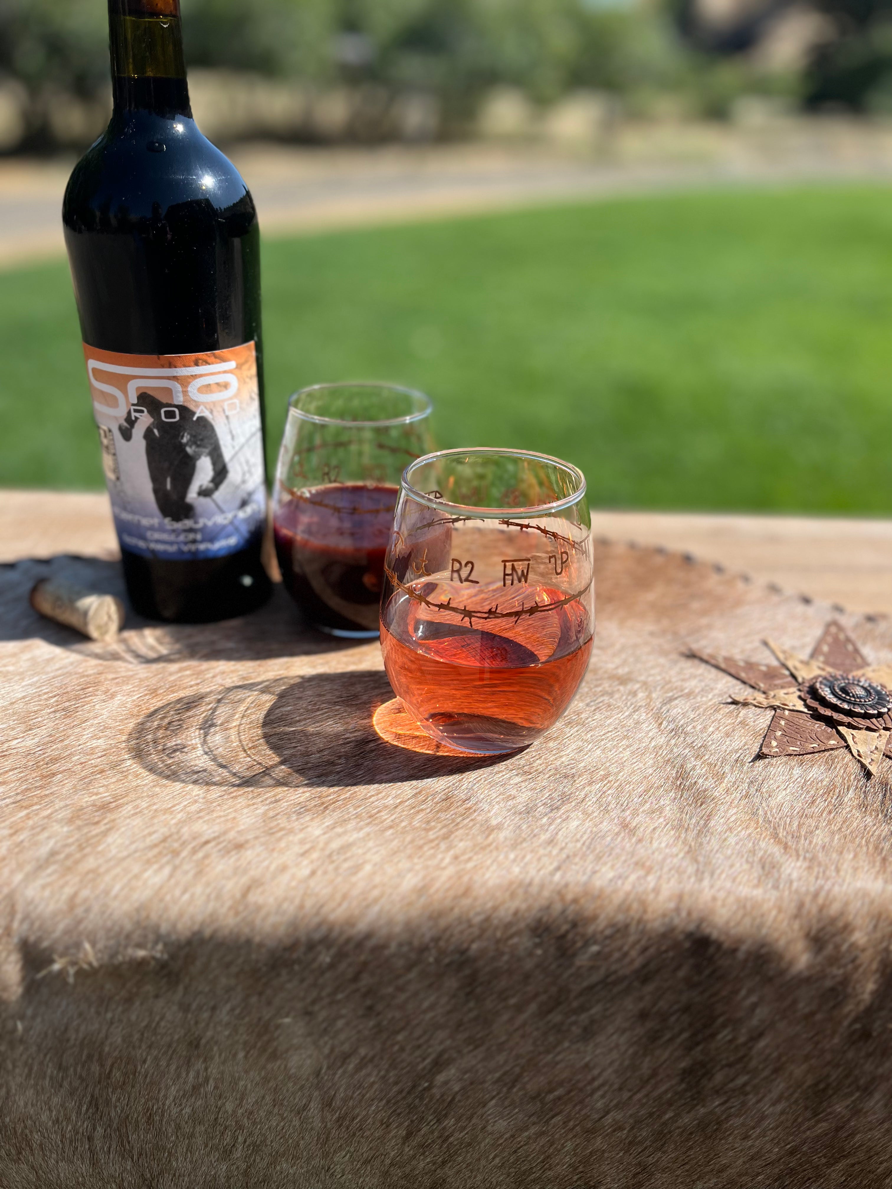 Blue Mountain Brands and Barbed Wire Ranch Style Wine Glasses Made in the USA