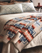 Pendleton Chief Joseph Blanket rosewood on bed - Blue Mountain Brands USA