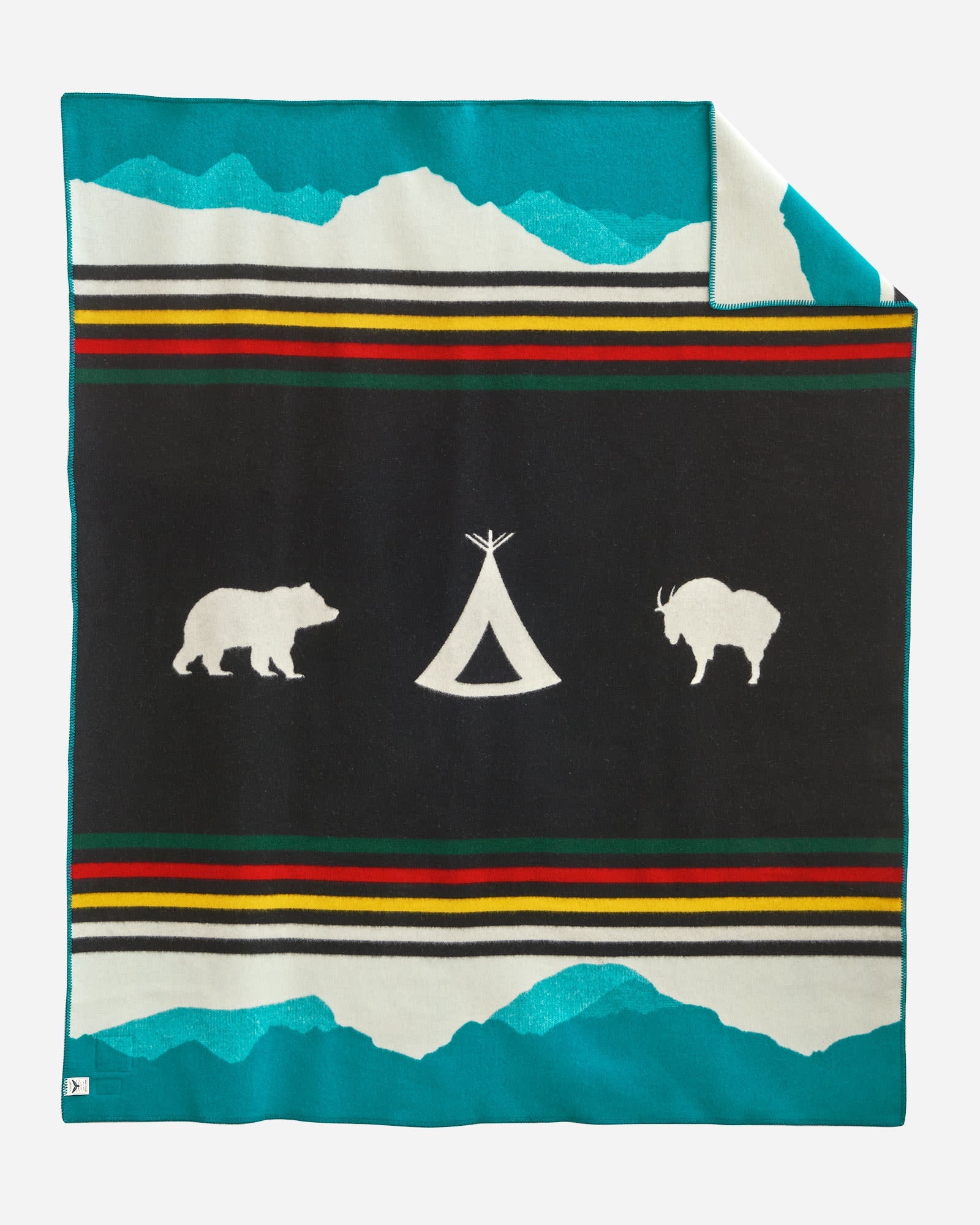 Crown of the Continent Wool Blanket reverse side
