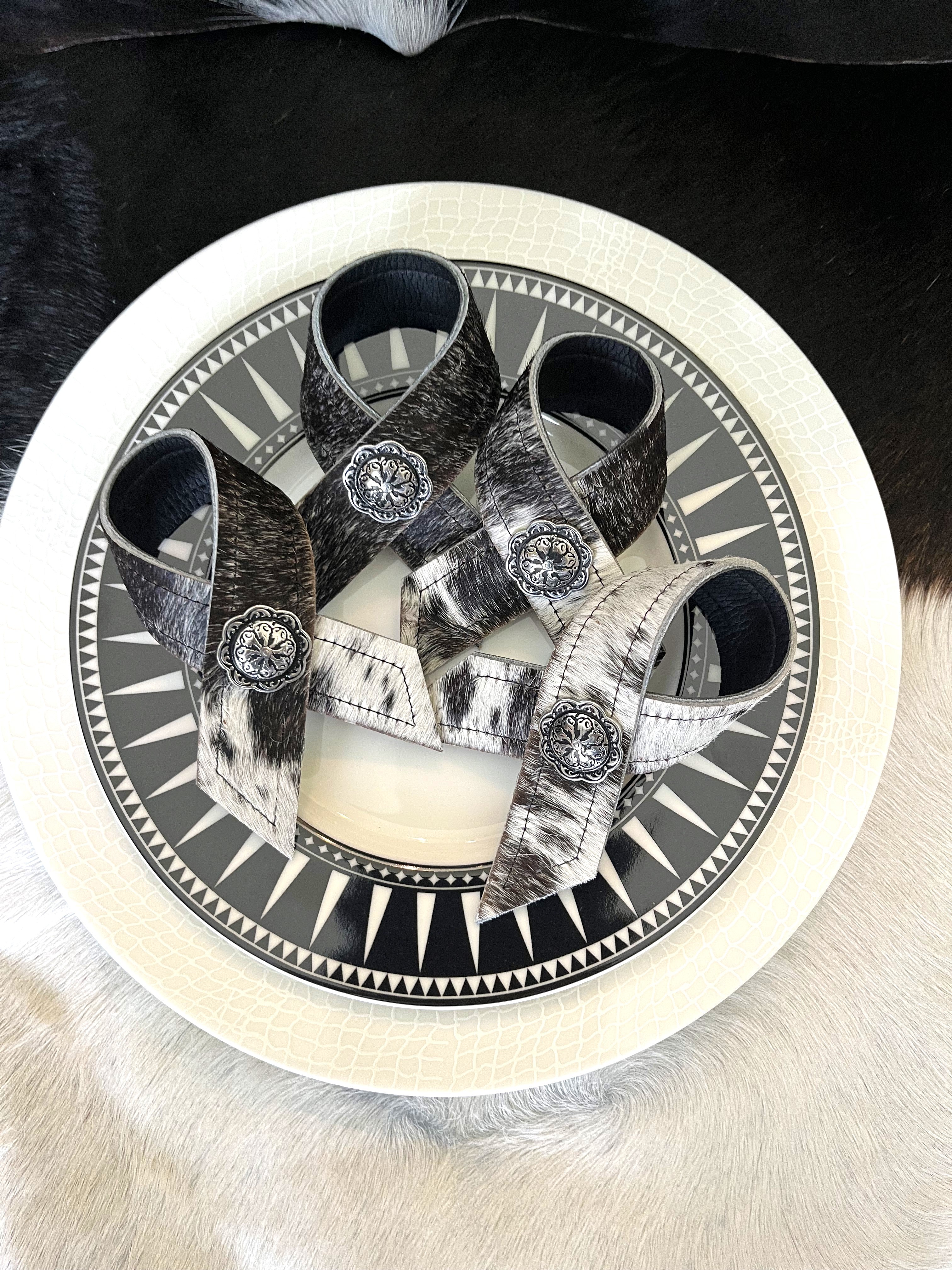 Cowhide western napkin rings handmade at Your Western Decor - Blue Mountain Brands USA Home Decor